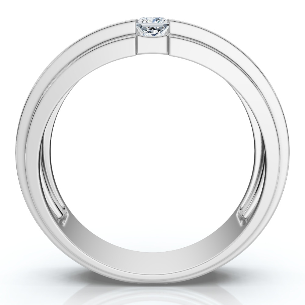 1Ct Men's Princess Cut Diamond Tension Set Wedding Ring 14k Gold Lab Grown (F-G, VS)