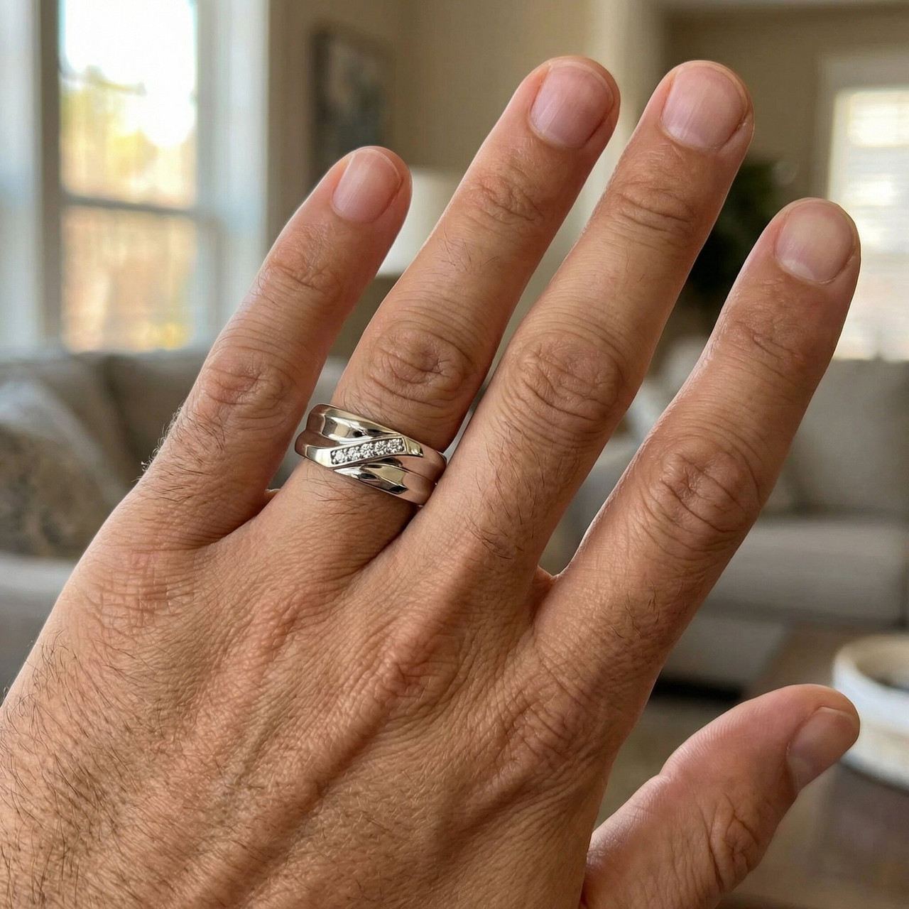 Men's Diamond Wedding Ring Lab Grown 10k Gold (F-G, VS)