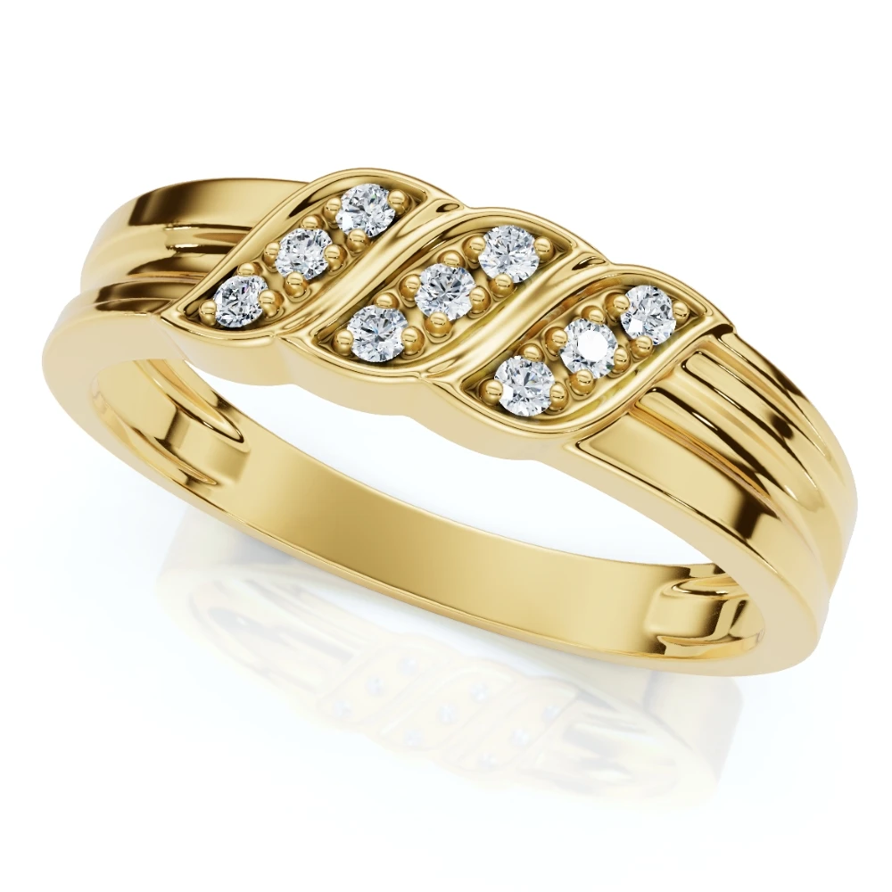 Men's Diamond Ring 14k Gold Wedding Ring 9-Stone Lab Grown (F-G, VS)