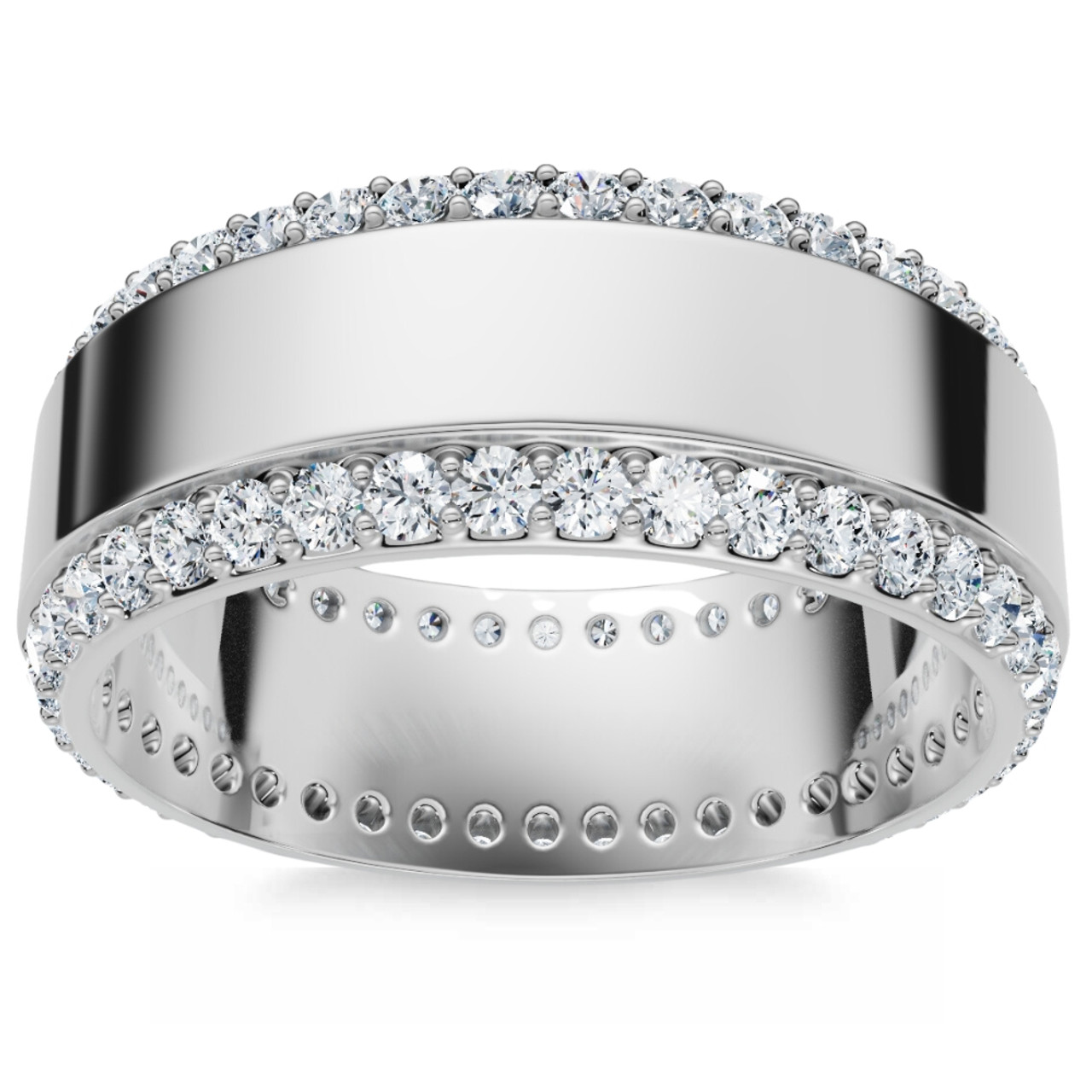 Men's 1Ct Diamond Wedding Ring 8MM 14k Gold Polished Band Lab Grown (F-G, VS) Men's 1Ct Diamond Wedding Ring 8MM 14k Gold Polished Band Lab Grown (F-G, VS)