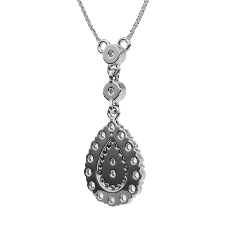 1/2Ct Pear Shape Dangle Bezel Penant Gold Necklace 1" Tall Lab Grown (F-G, VS)
