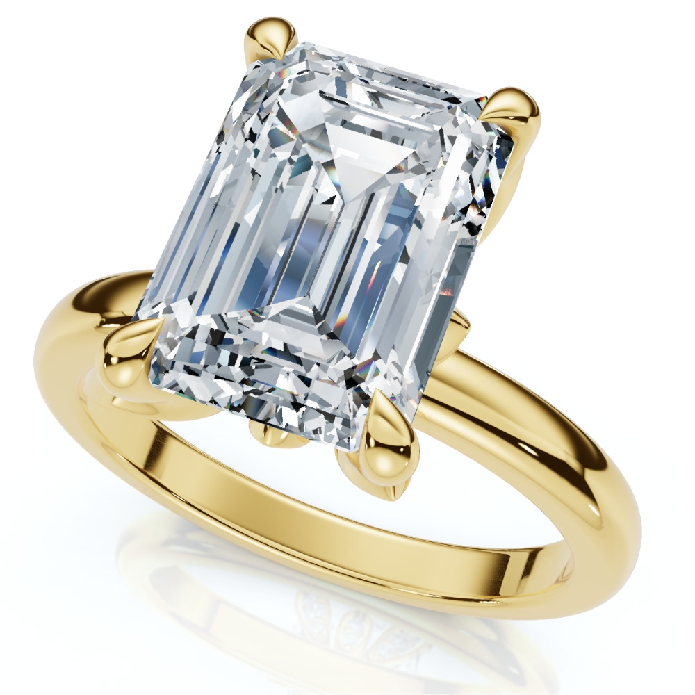 2.05Ct Emerald Cut Certified Diamond Hidden Petal Engagement Ring Gold Lab Grown (E-F, VS)