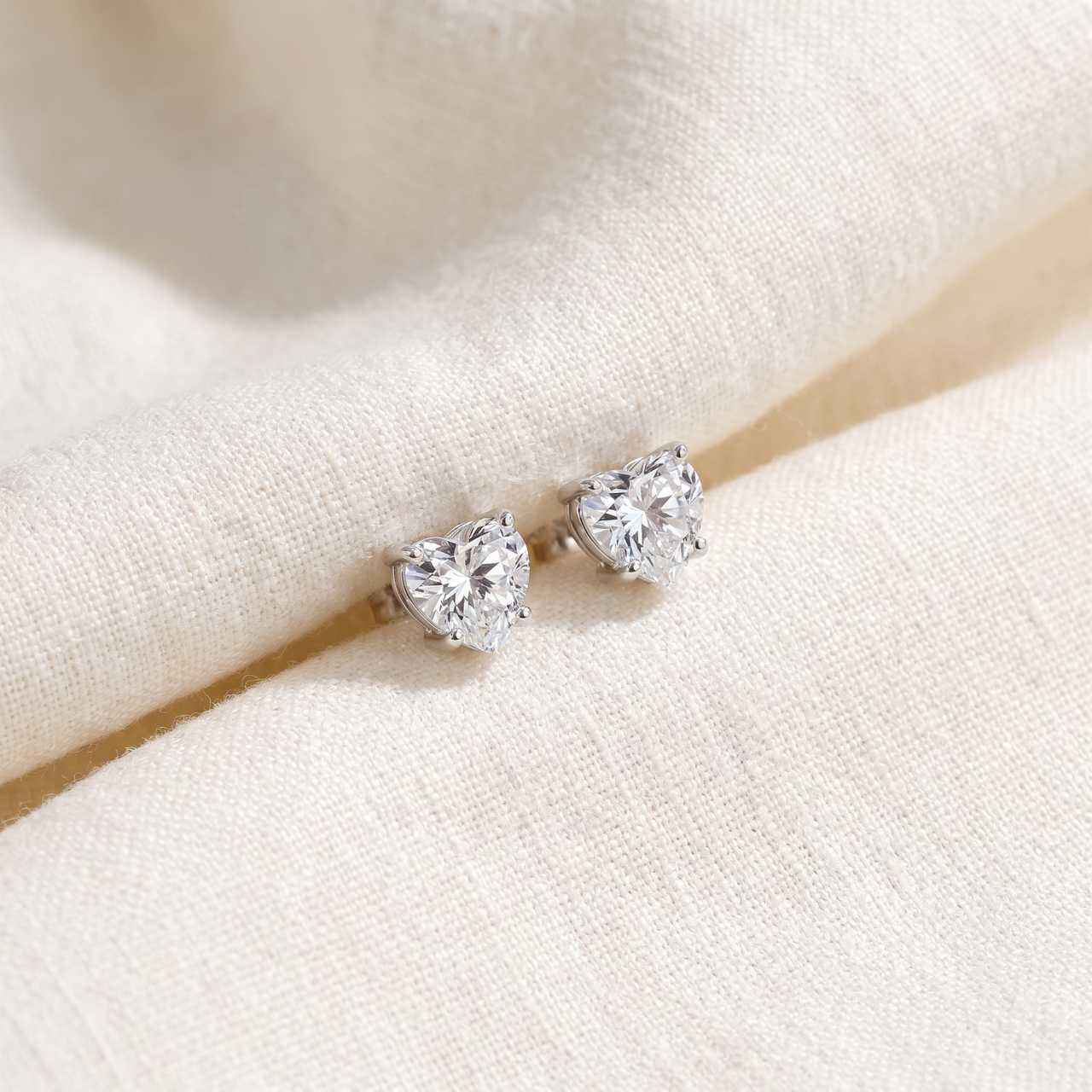 1Ct Heart Shape Diamond Studs Lab Grown 14k White Gold (G-H, VS)