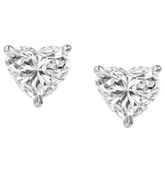 1Ct Heart Shape Diamond Studs Lab Grown 14k White Gold (G-H, VS)