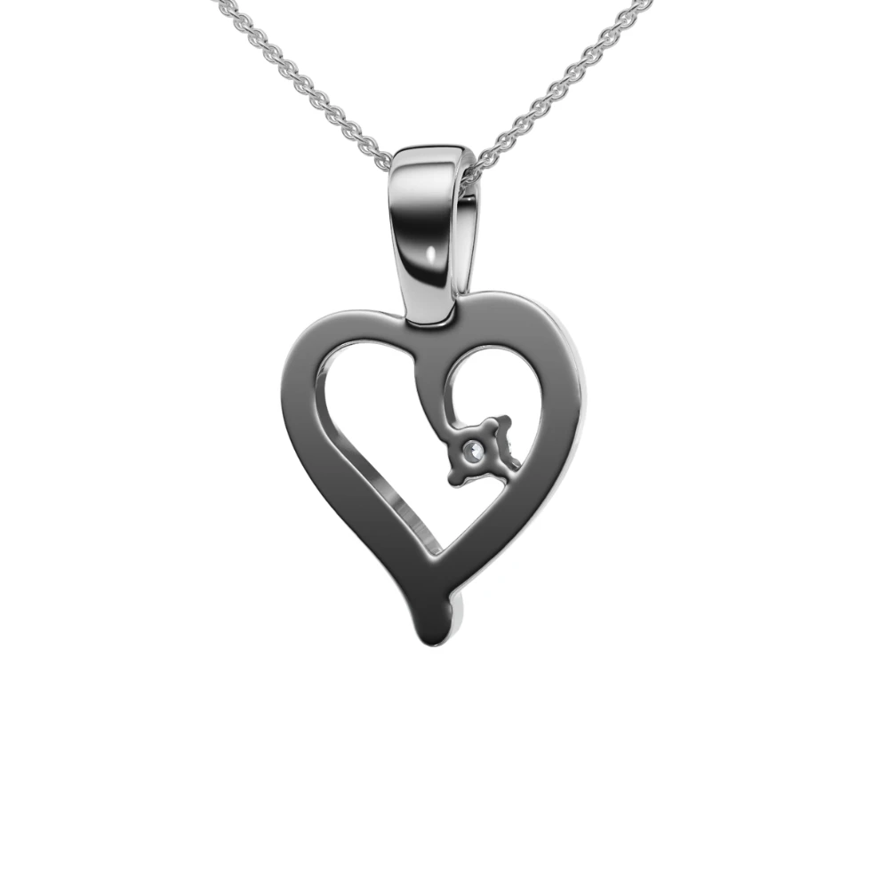 Heart Shape Solitaire Diamond Pendant Necklace in White Yellow or Rose Gold (G-H, I2-I3)