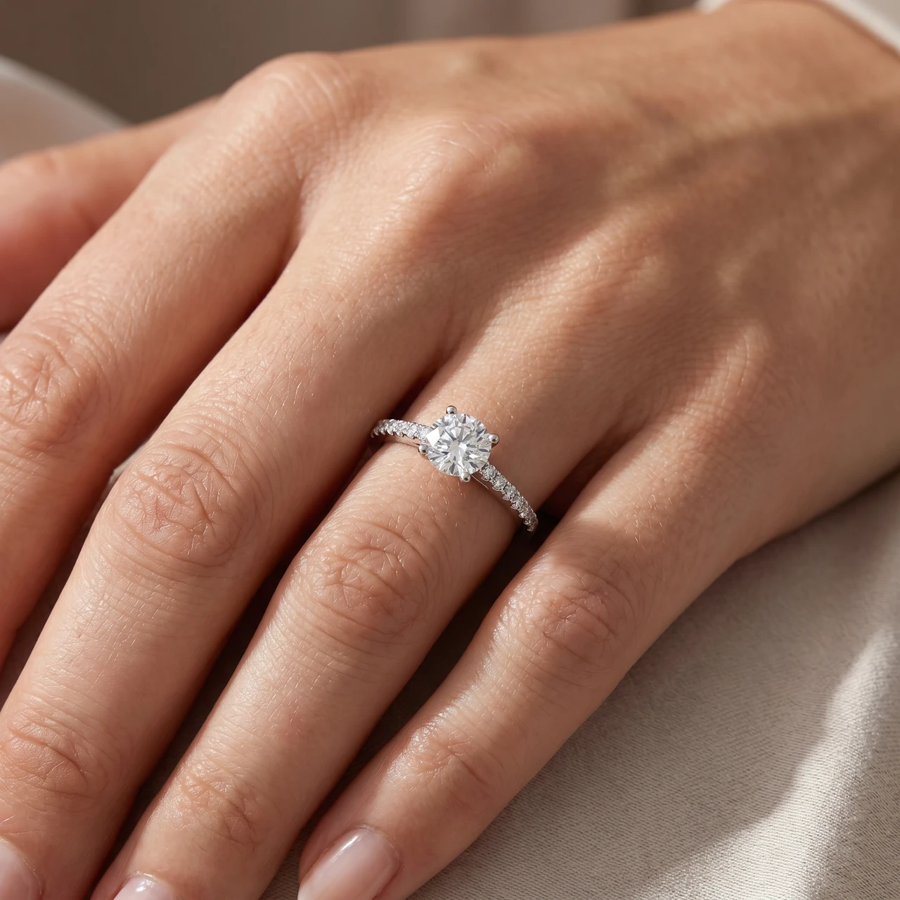 1.30Ct Diamond Engagement Ring 14k Gold Lab Grown (F-G, VS2-SI1)