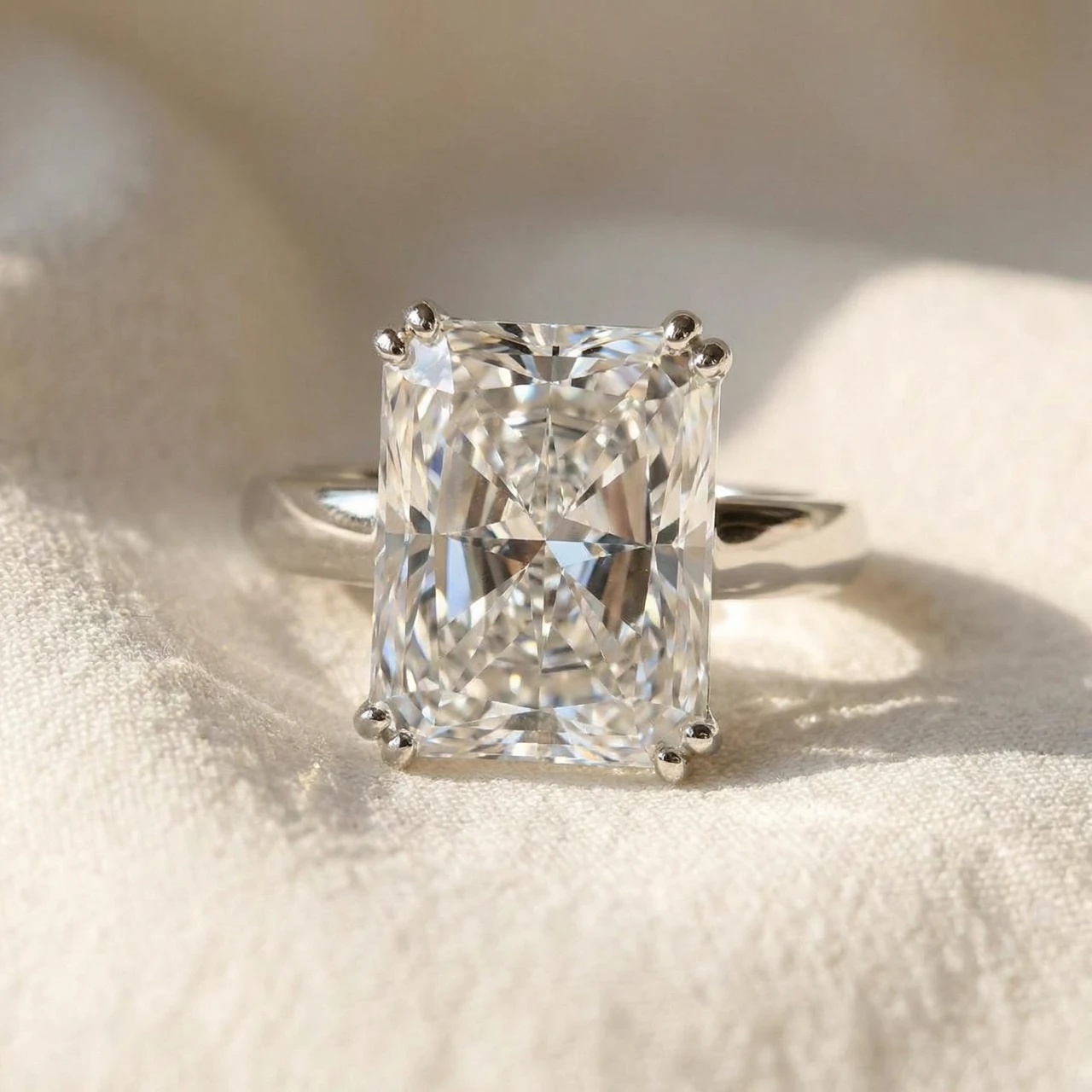 Certified 7Ct Radiant Cut Diamond Engagement Ring 14k Gold Lab Grown (G-H, VS)