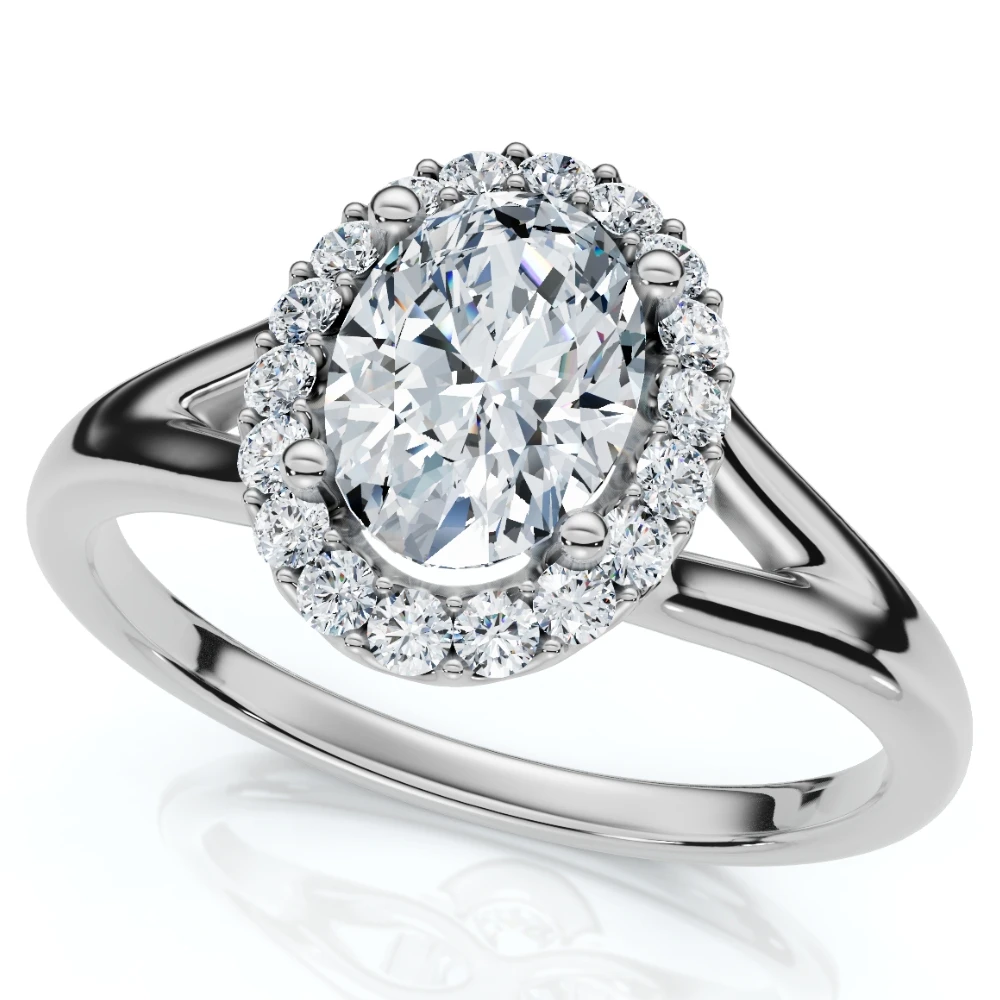 1 1/5Ct Oval Diamond Halo Engagement Ring 14k Gold Lab Grown (F-G, VS)