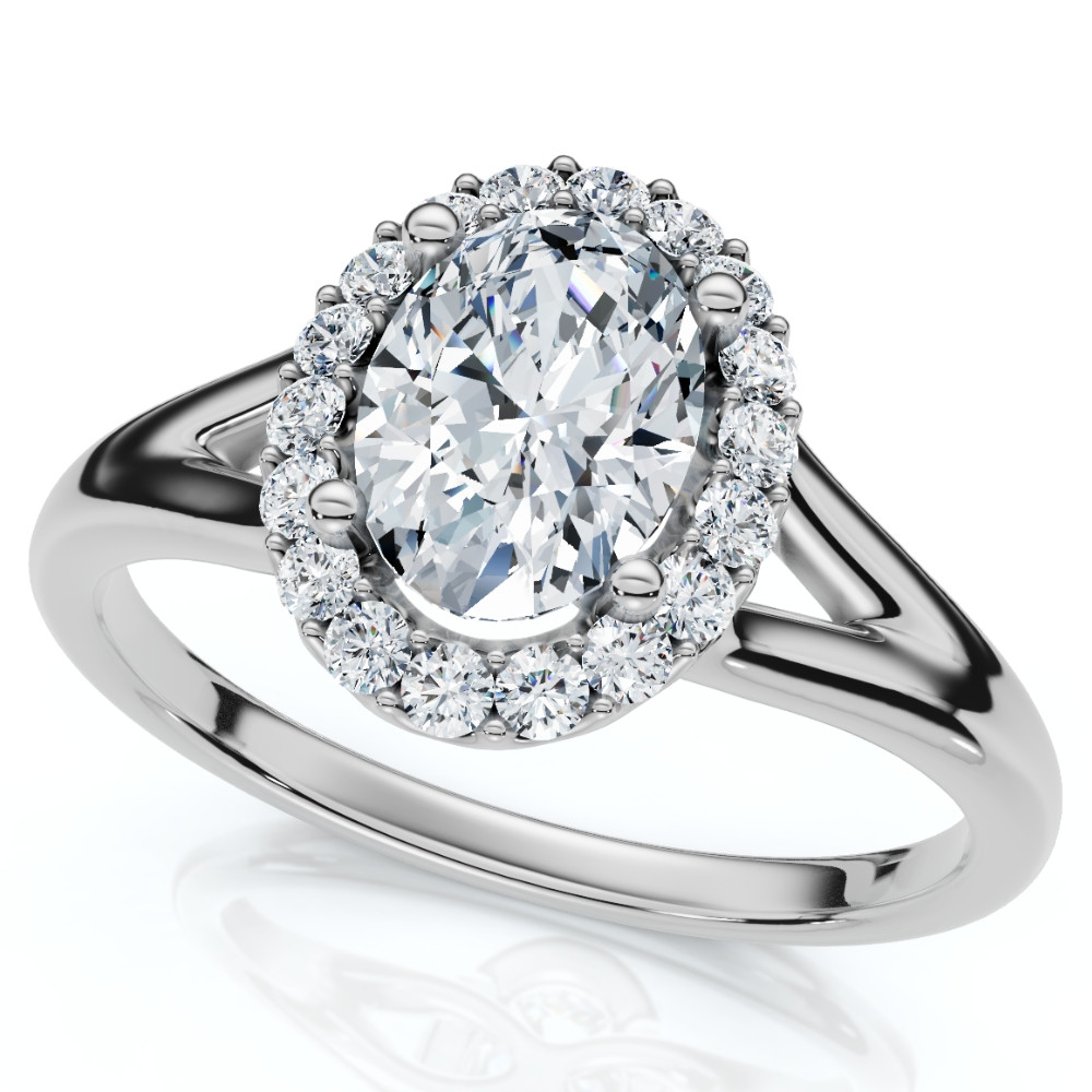 1 1/5Ct Oval Diamond Halo Engagement Ring 14k Gold Lab Grown (F-G, VS)