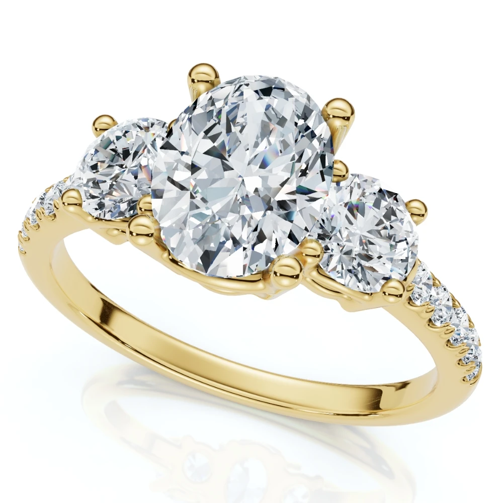 1.60Ct Oval Diamond Engagement Ring 14k Gold Lab Grown With Side Stones (F-G, VS)