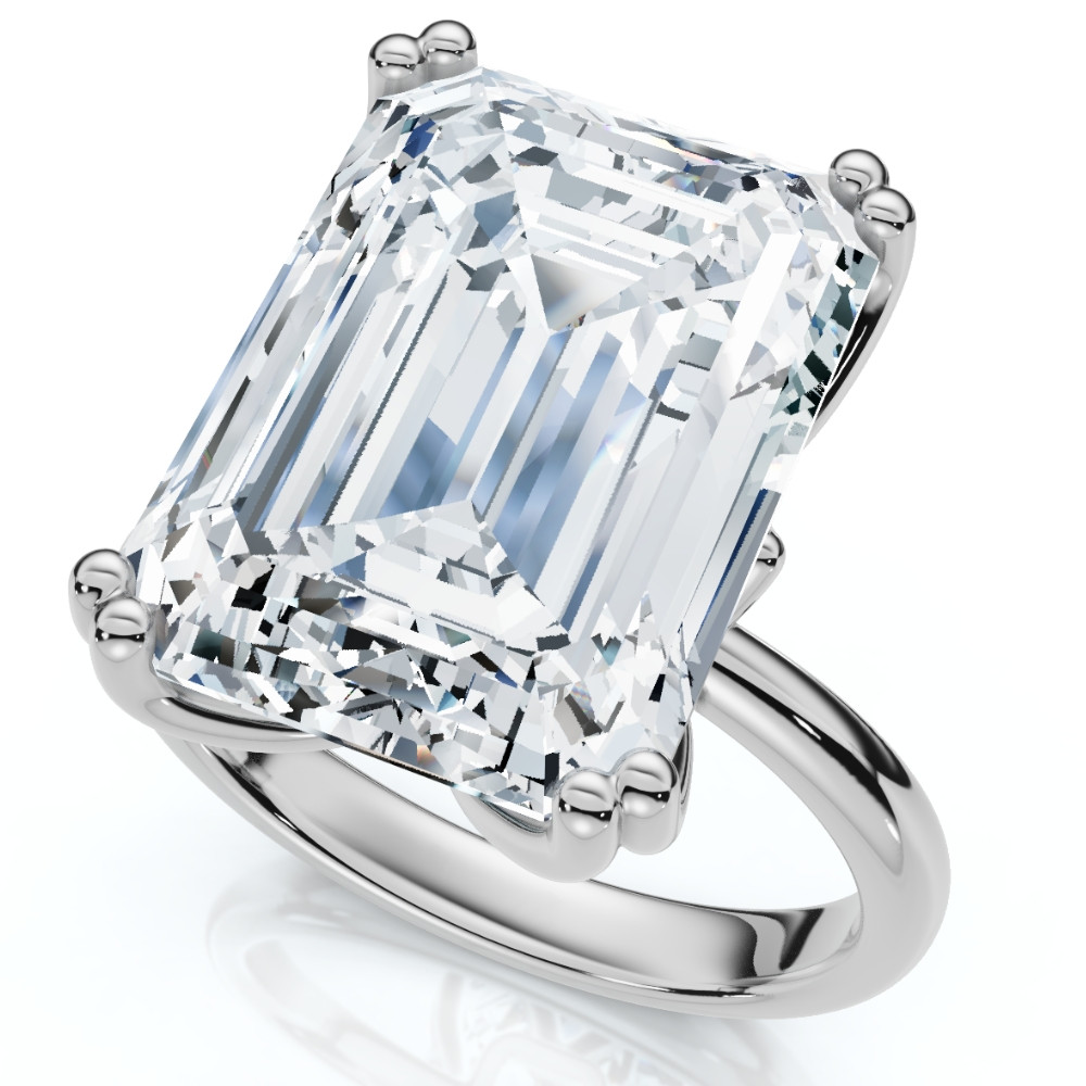 Certified 10Ct Emerald Cut Diamond Solitaire Engagement Ring 14k Gold Lab Grown (F-G, VS)