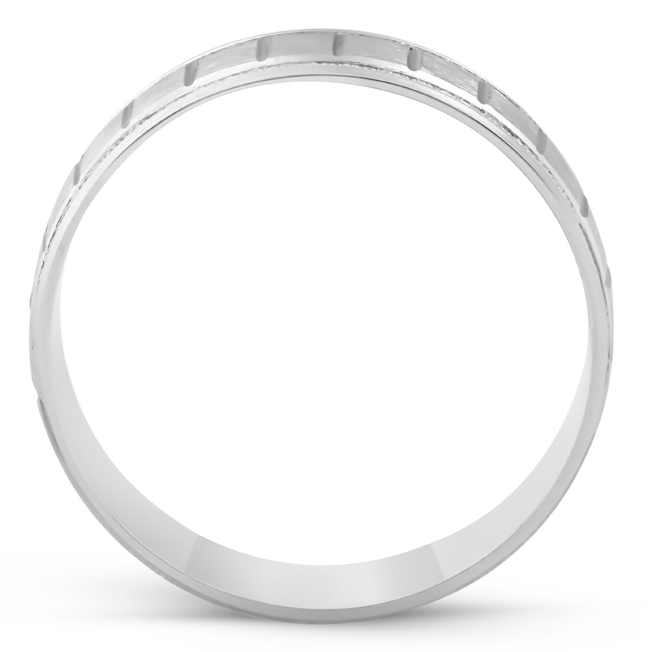 Mens 14K White Gold Brushed Comfort Wedding Band Ring