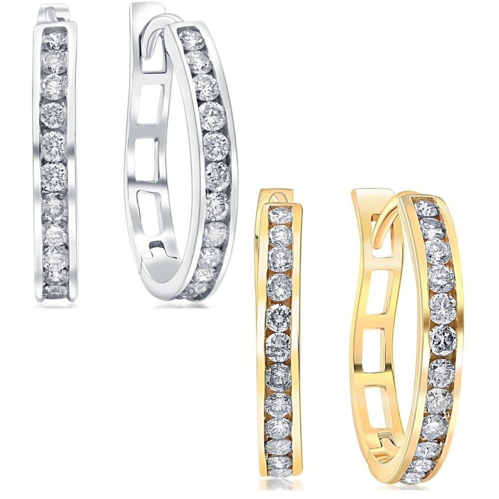 1/2Ct Diamond Hoops in 10k White or Yellow Gold (G-H, I1)