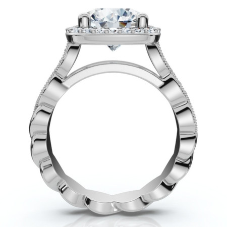 Certified 2 1/4Ct Cushion Halo Twisted Band Engagement Ring 14k Gold Lab Grown (F-G, VS)