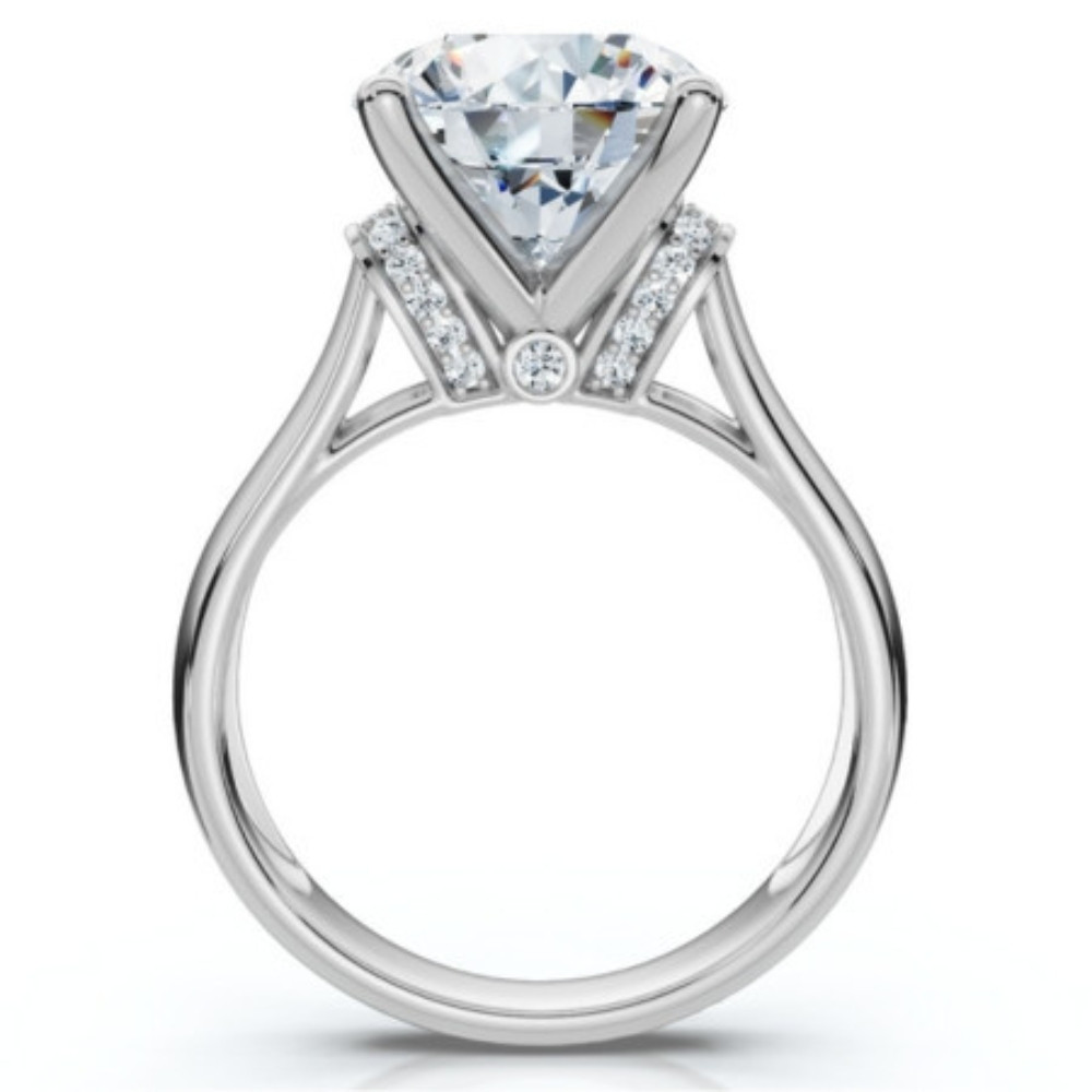 Certified 4 1/3Ct Round Diamond Engagement Ring With Accents 14k Gold Lab Grown (F-G, VS)