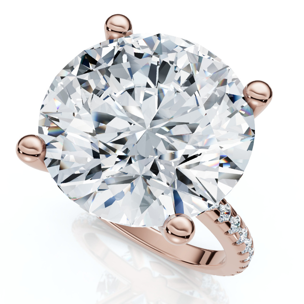 Certified 10 1/3Ct Round Diamond Engagement Ring With Accents 14k Gold Lab Grown (F-G, VS)