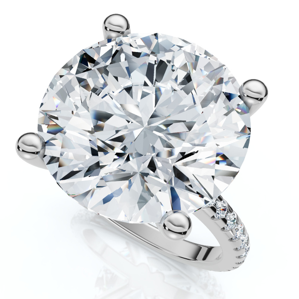 Certified 10 1/3Ct Round Diamond Engagement Ring With Accents 14k Gold Lab Grown (F-G, VS)