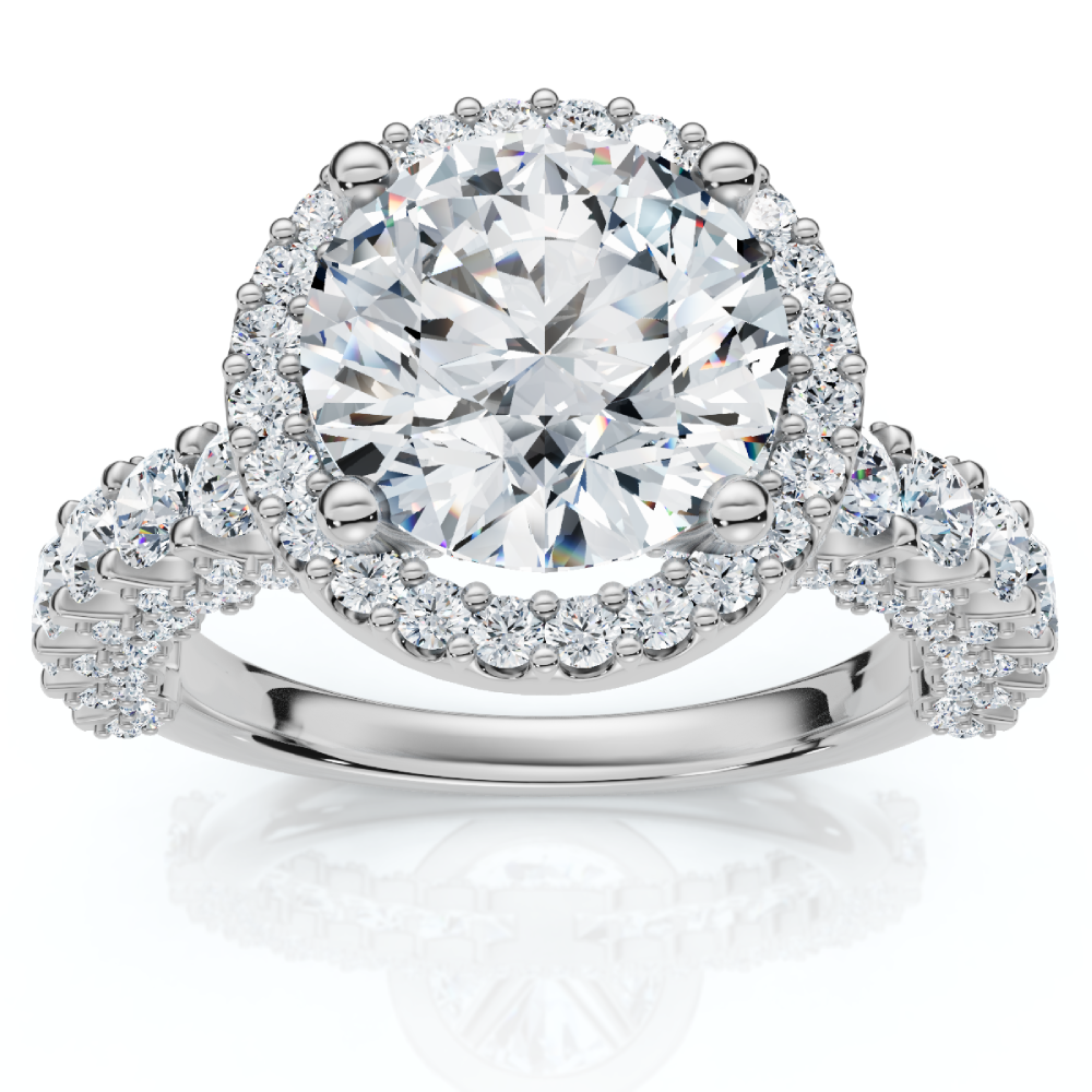 Certified 3 1/5Ct Pave Diamond Engagement Ring 14k Gold Lab Grown (F-G, VS)