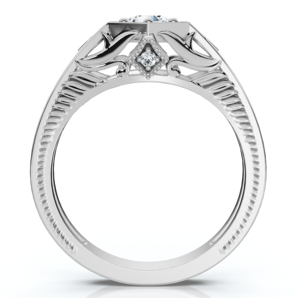 1/3Ct Diamond Art Deco Diamond Engagement Ring 14k Gold Lab Grown (F-G, VS)