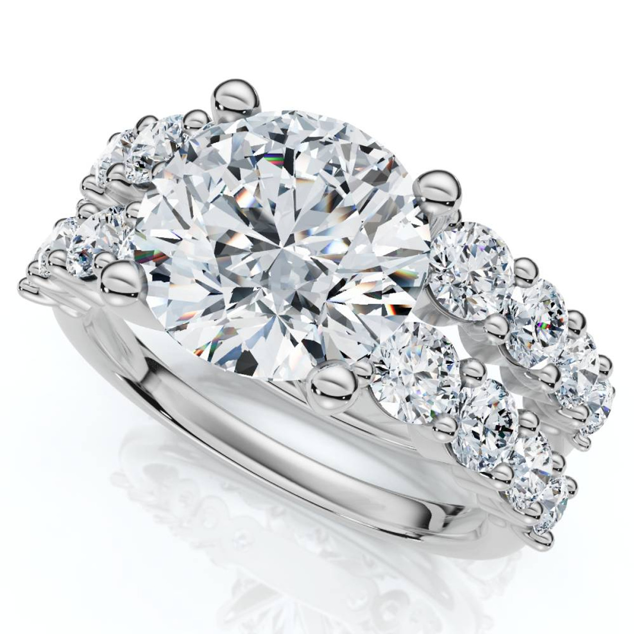 Certified 3 6/8ct Diamond Engagement Wedding Ring Set 14k Gold Lab Grown (F-G, VS)