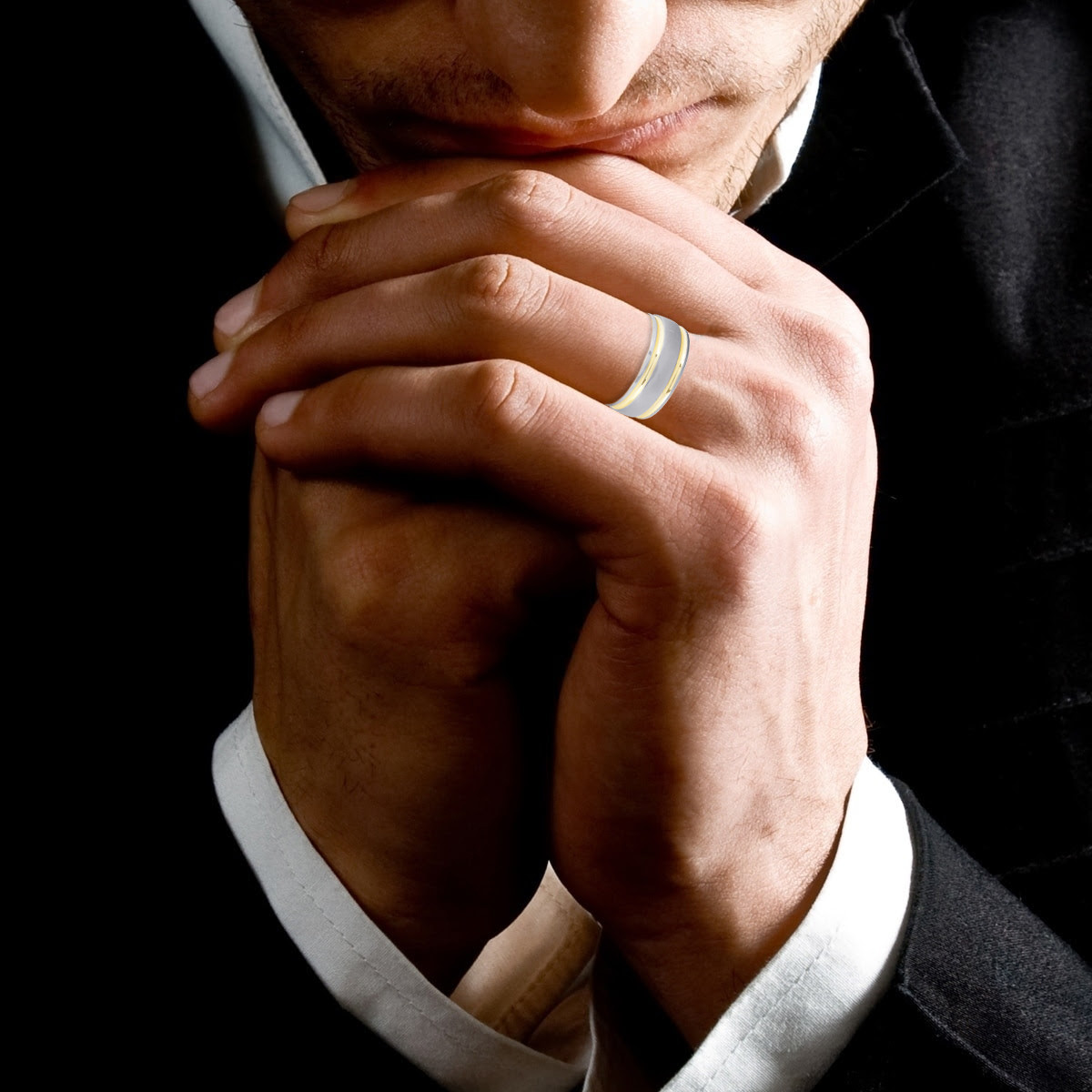 Mens 14K Black Gold 6mm Wedding Ring Band