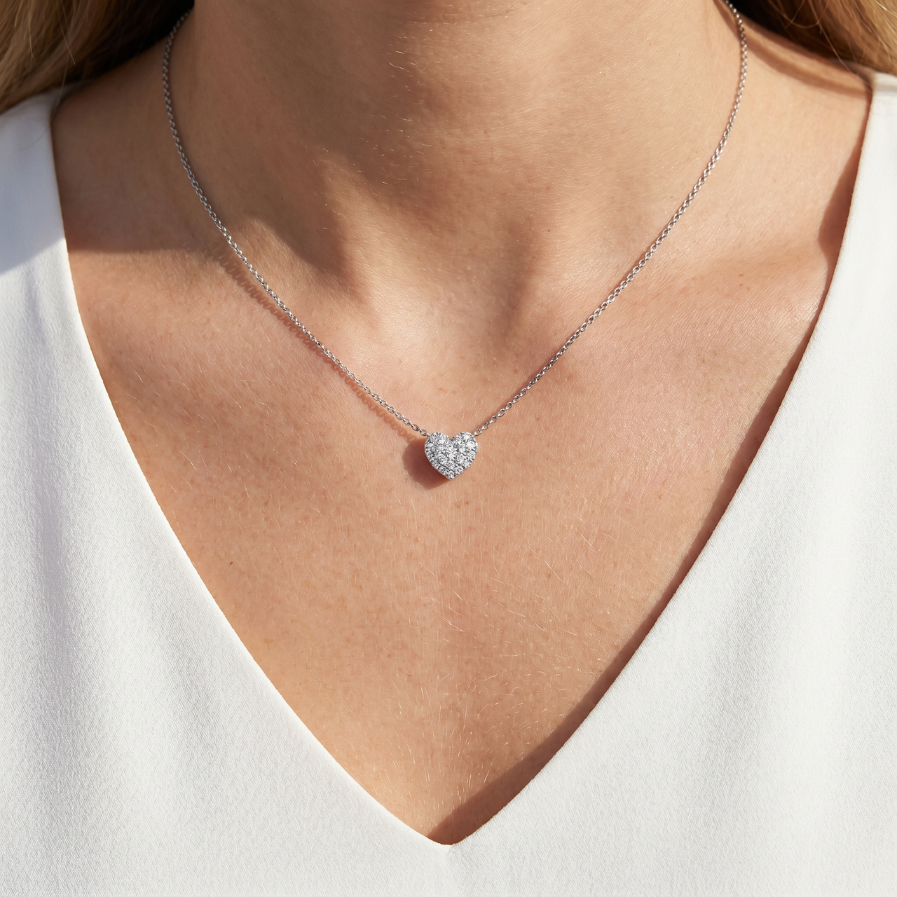 3/4Ct Diamond Heart Pendant 14k White Gold 18" Necklace Lab Grown (E-F, VS)