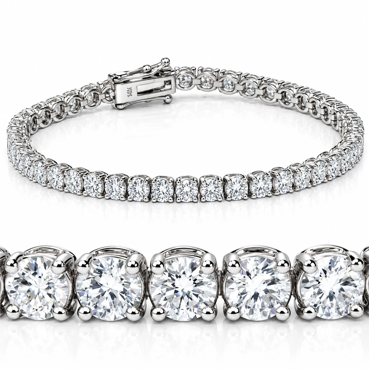 7 TCW 14k White Gold Diamond Round Cut Tennis Bracelet (F-G, VS)