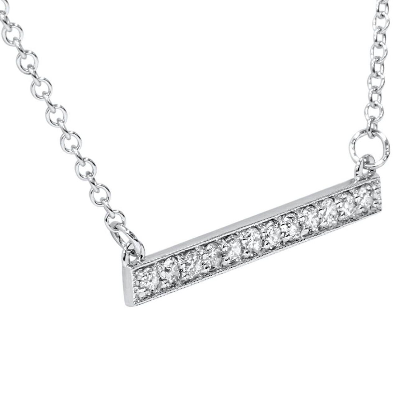 1/2ct Bar Pendant Diamond Necklace in 14K White Gold (Not Enhanced) 1.2" Wide (G-H, SI) 1/2ct Bar Pendant Diamond Necklace in 14K White Gold (Not Enhanced) 1.2" Wide (G-H, SI)