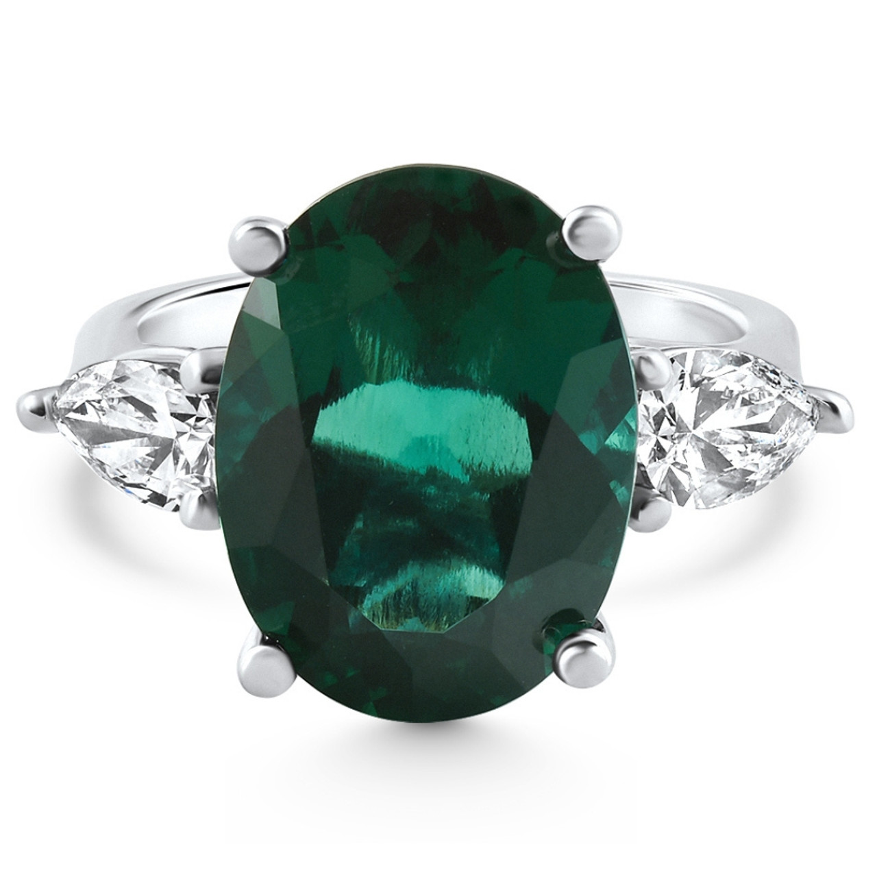 16x12mm Emerald & 1Ct Pear Shape Diamond Ring 14k Gold Lab Grown (F-G, VS) 16x12mm Emerald & 1Ct Pear Shape Diamond Ring 14k Gold Lab Grown (F-G, VS)