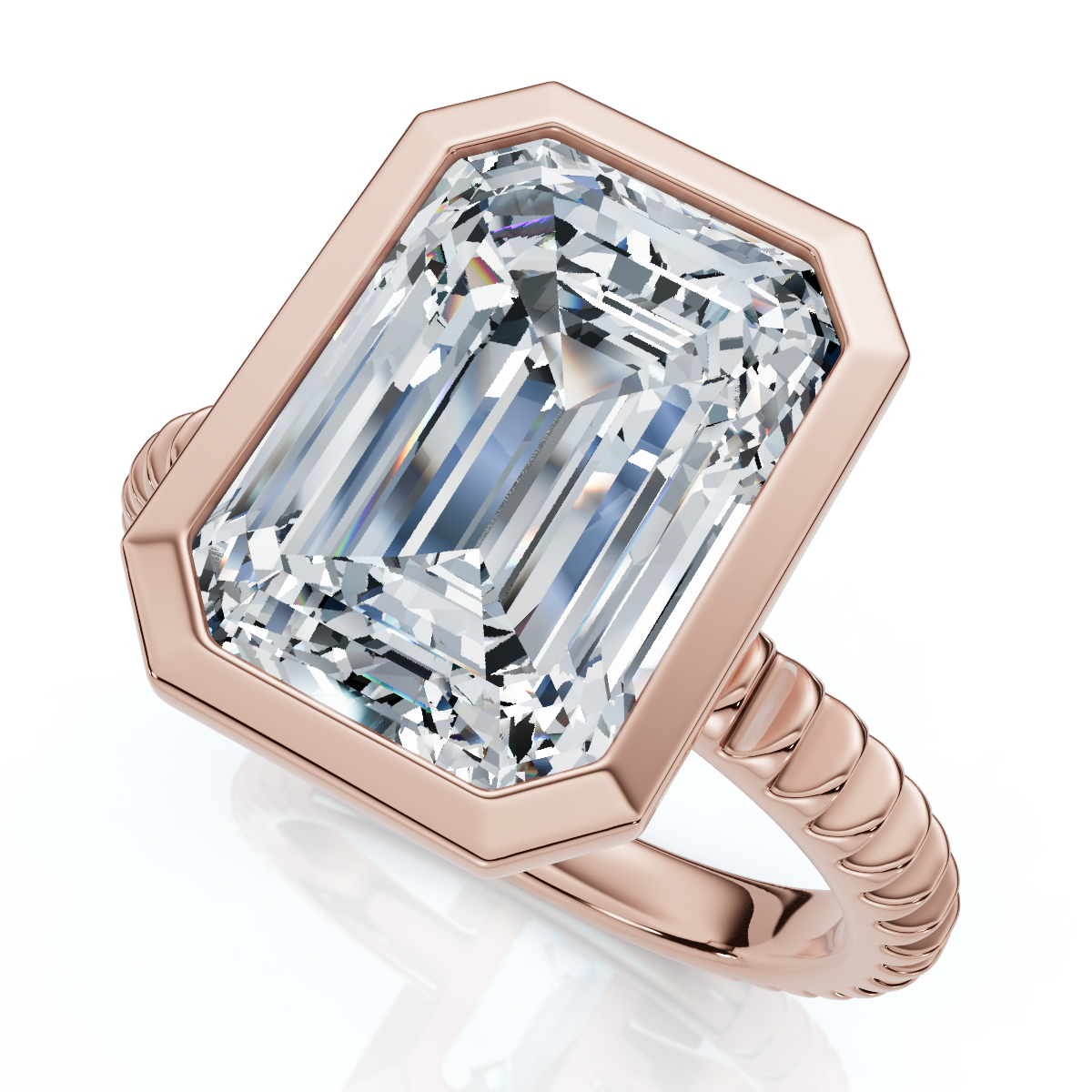 Certified 4Ct Bezel Solitaire Diamond Engagement Ring 14k Gold Lab Grown (F-G, VS)