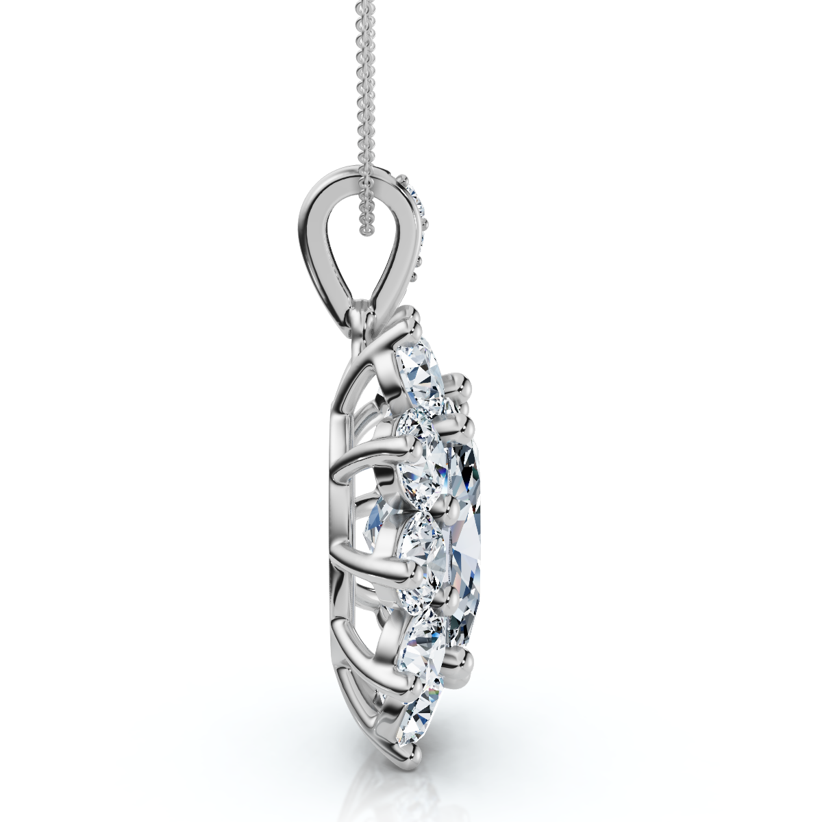 Certified 8 1/2Ct Oval Diamond Pendant 14k Gold Lab Grown 1.25" Tall (F-G, VS)