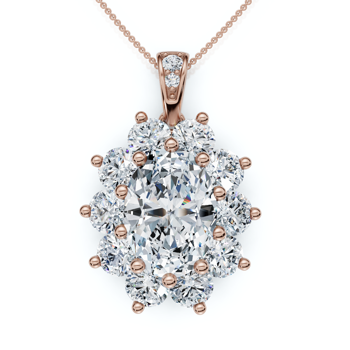 Certified 8 1/2Ct Oval Diamond Pendant 14k Gold Lab Grown 1.25" Tall (F-G, VS)