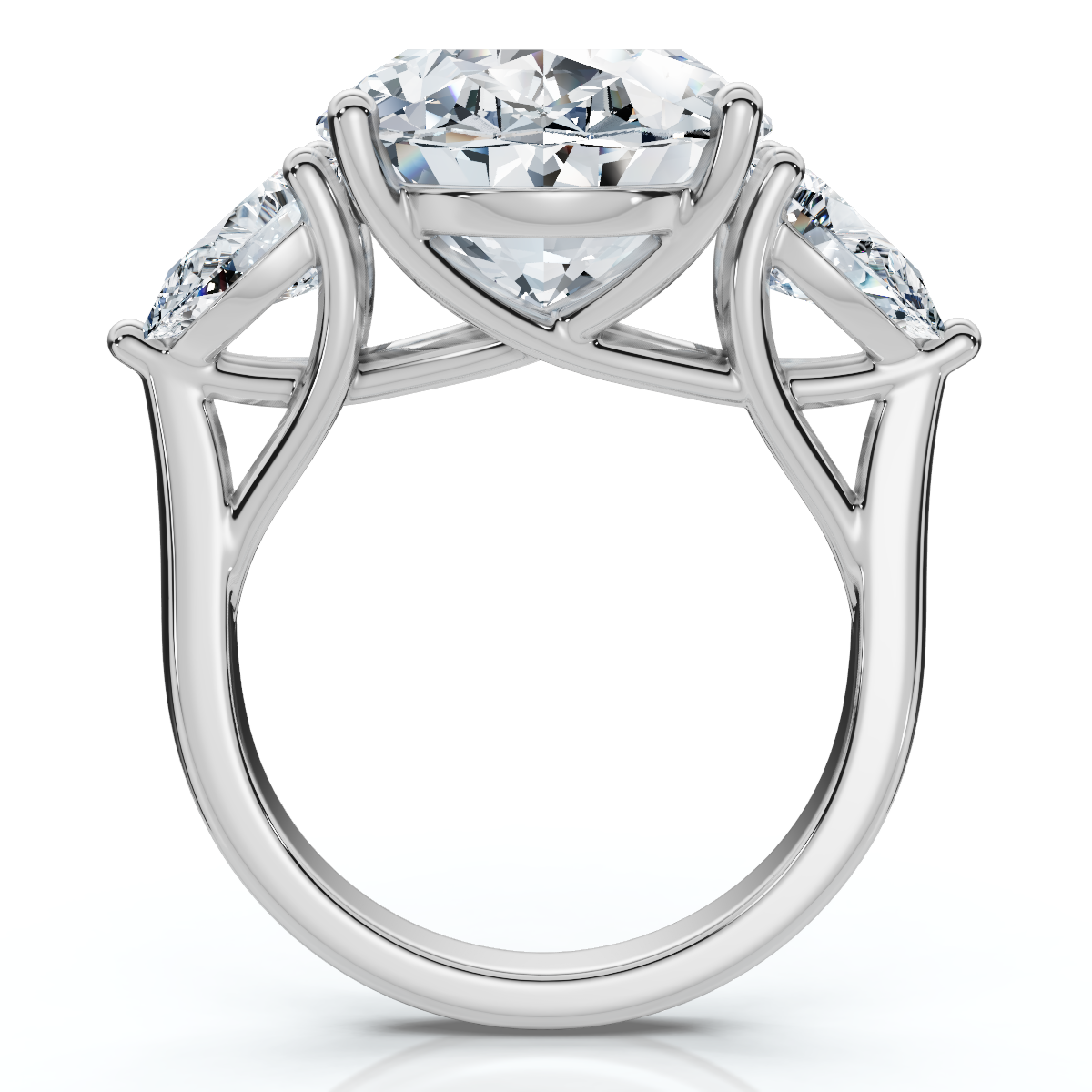 Certified 9 1/2Ct Oval Three Stone Diamond Engagement Ring 14k Gold Lab Grown (G-H, VS)