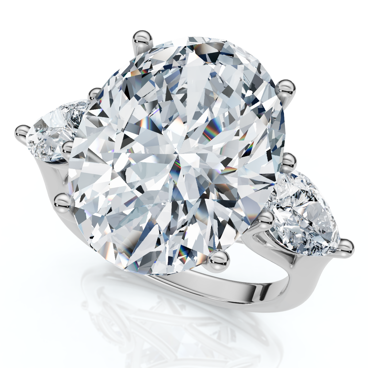 Certified 9 1/2Ct Oval Three Stone Diamond Engagement Ring 14k Gold Lab Grown (G-H, VS)