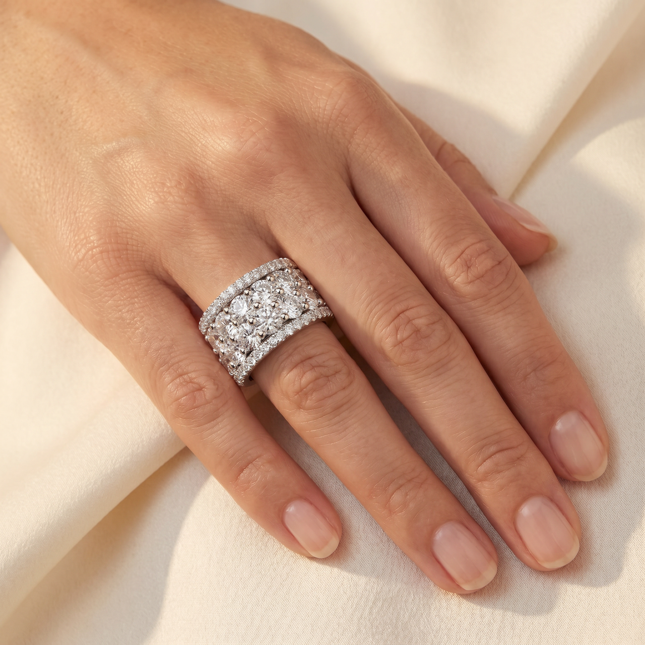 3 1/2Ct Diamond Wedding 11mm Wide Anniversary Ring 14k Gold Lab Grown (E-F, VS)