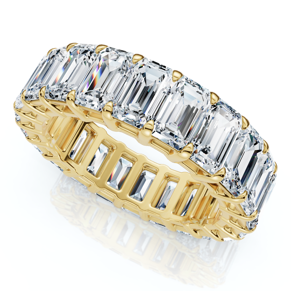 6Ct Emerald Cut Diamond Eternity Ring 14k Gold or Platinum Lab Grown (E-F, VS)