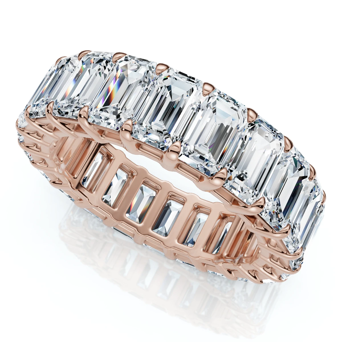 6Ct Emerald Cut Diamond Eternity Ring 14k Gold or Platinum Lab Grown (E-F, VS)