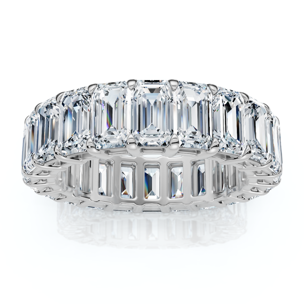 6Ct Emerald Cut Diamond Eternity Ring 14k Gold or Platinum Lab Grown (E-F, VS)