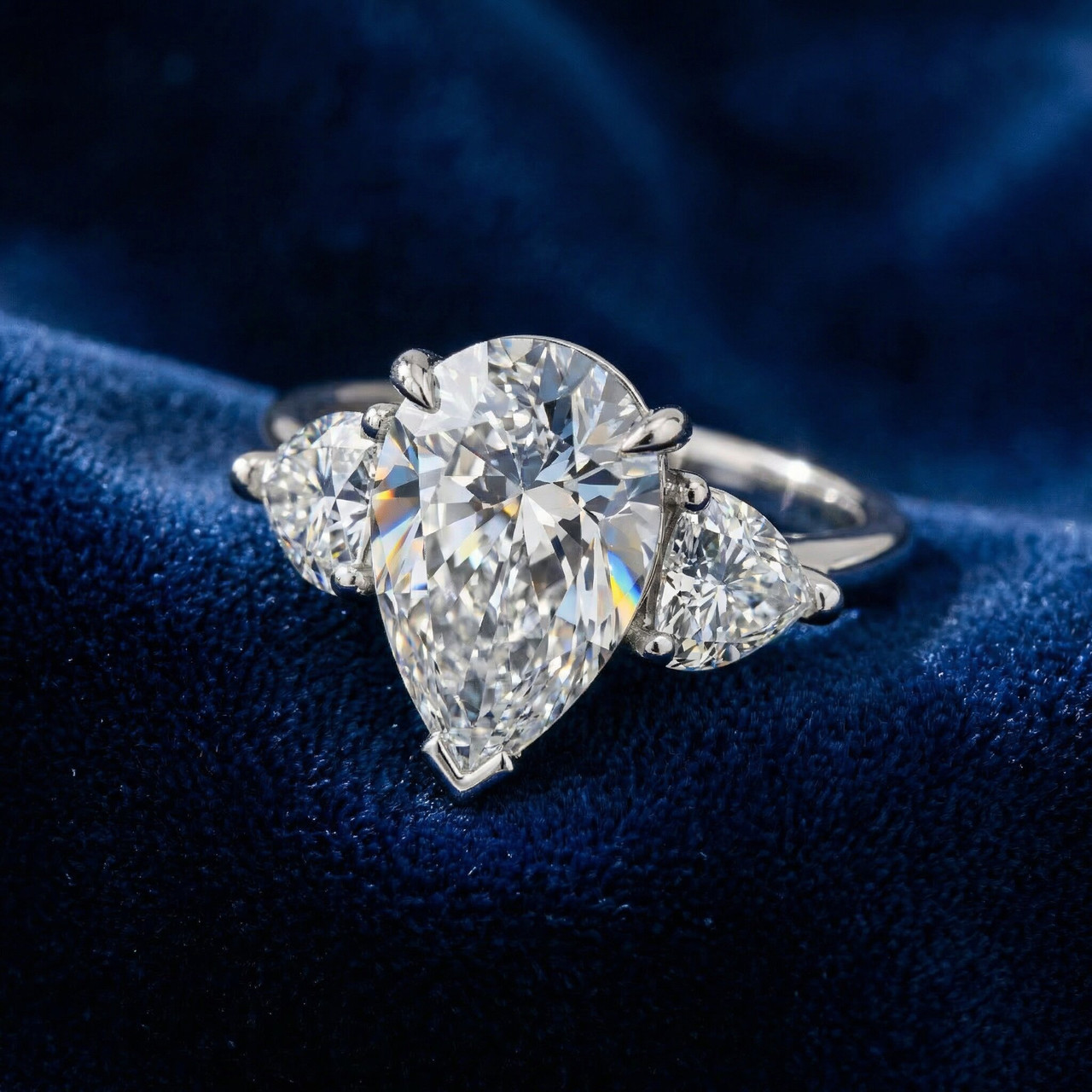 5 1/2Ct Pear & Heart Certified Diamond Engagement Ring Lab Grown (F-G, VS)
