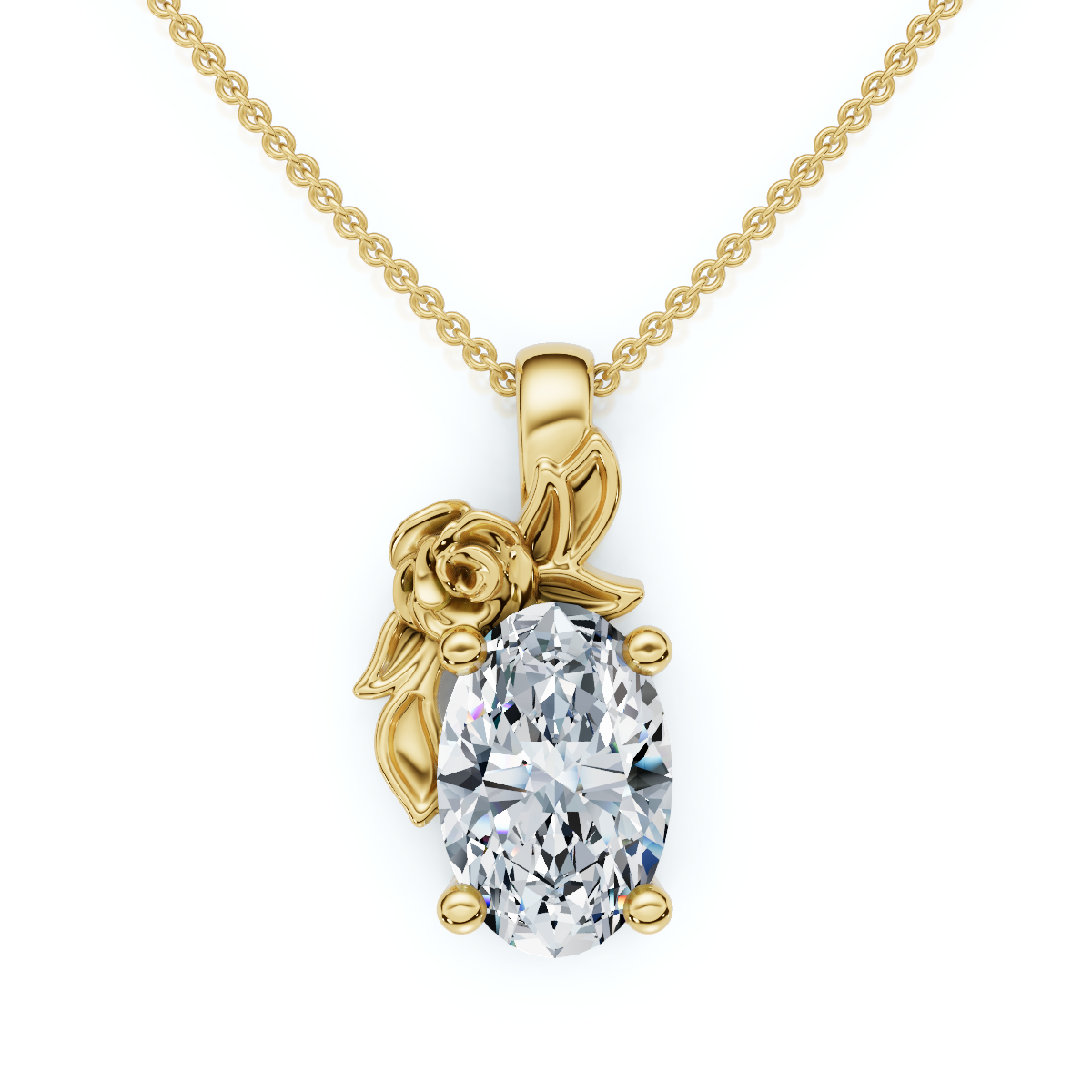 1Ct Oval Diamond Pendant 14k Gold Lab Grown Necklace (F-G, VS)