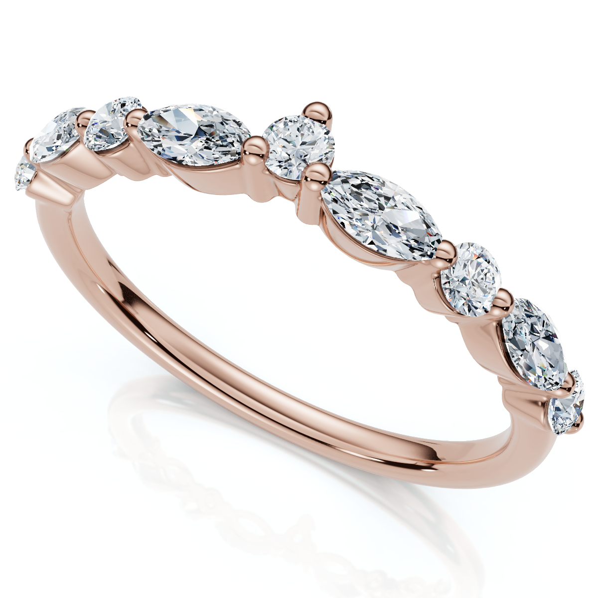 .90Ct Marquise Curved Diamond Wedding Ring 14k Gold or Platinum Lab Grown (F-G, VS)