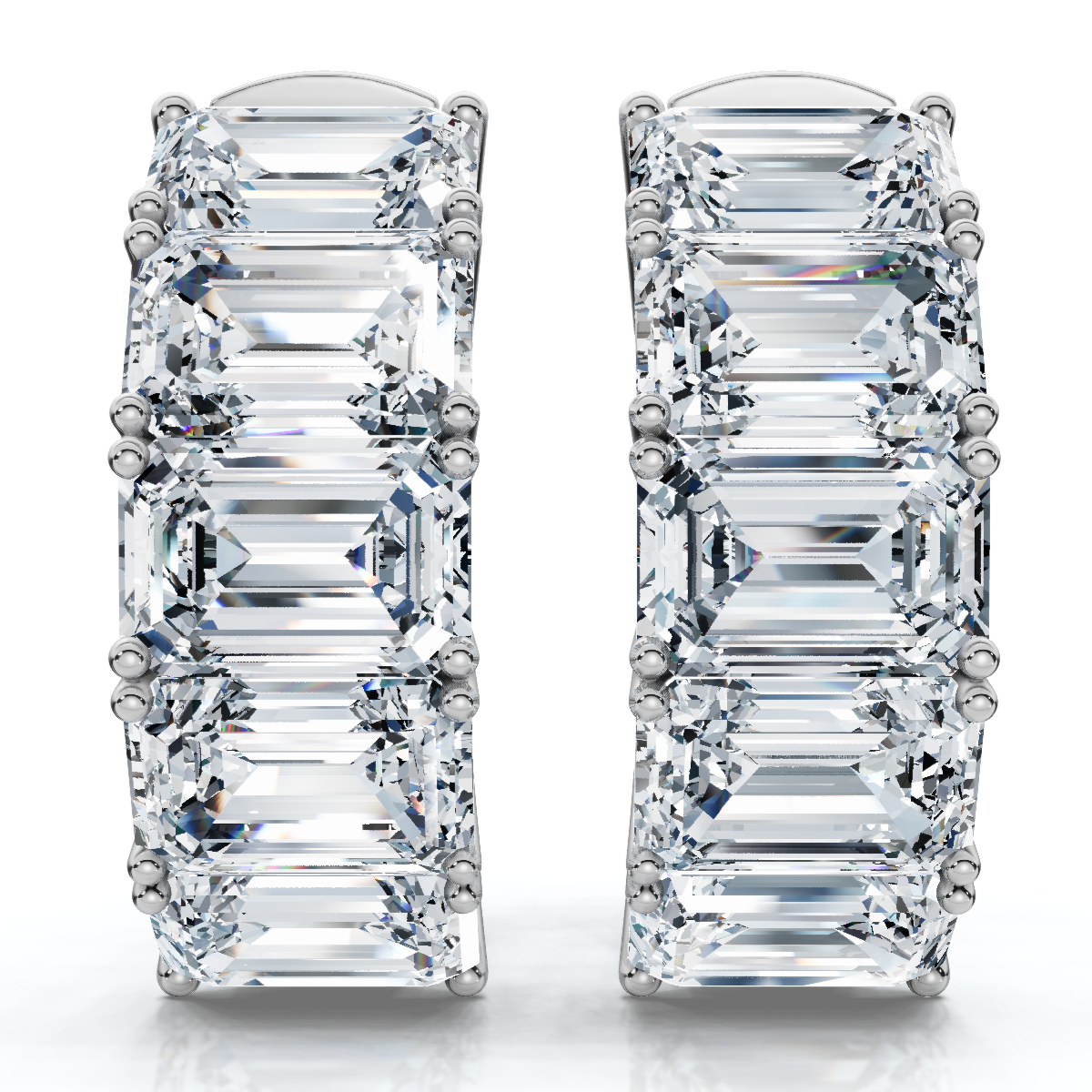 6Ct Emerald Cut Diamond Hoops 14k Gold Lab Grown Earrings (F-G, VS)