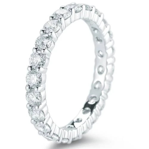 950 Platinum 2ct Diamond Eternity Wedding Ring Lab Grown Band (F-G, VS)