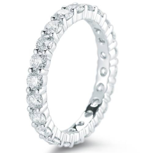 950 Platinum 2ct Diamond Eternity Wedding Ring Lab Grown Band (F-G, VS)