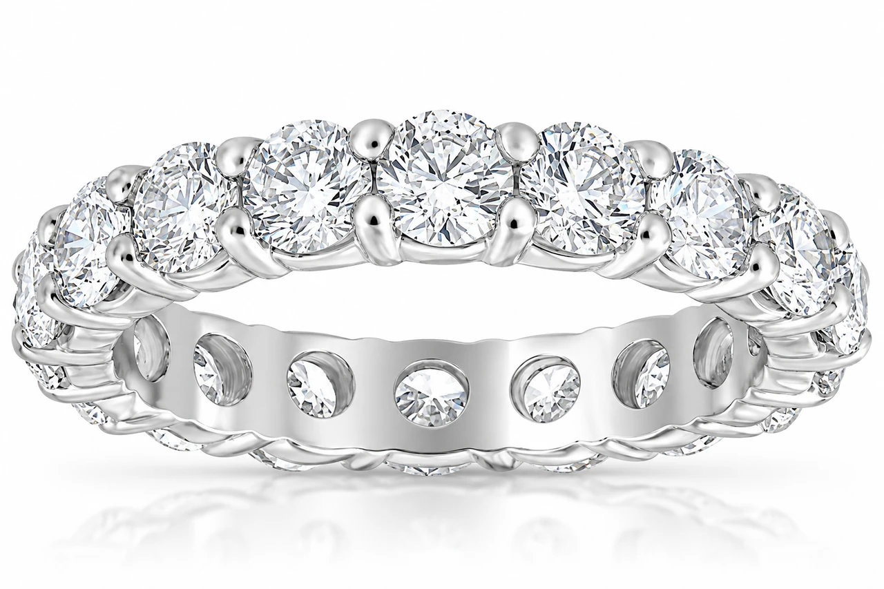 950 Platinum 2ct Diamond Eternity Wedding Ring Lab Grown Band (F-G, VS)
