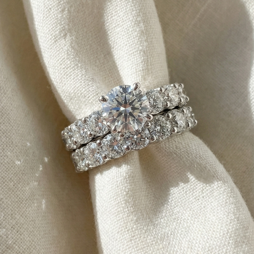 Certified 6ct Diamond Engagement Wedding Ring Set 14K White Gold Lab Grown (G-H, VS)