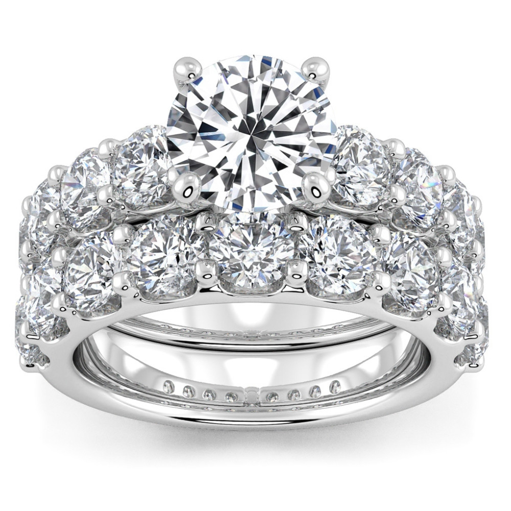 Certified 6ct Diamond Engagement Wedding Ring Set 14K White Gold Lab Grown (G-H, VS)