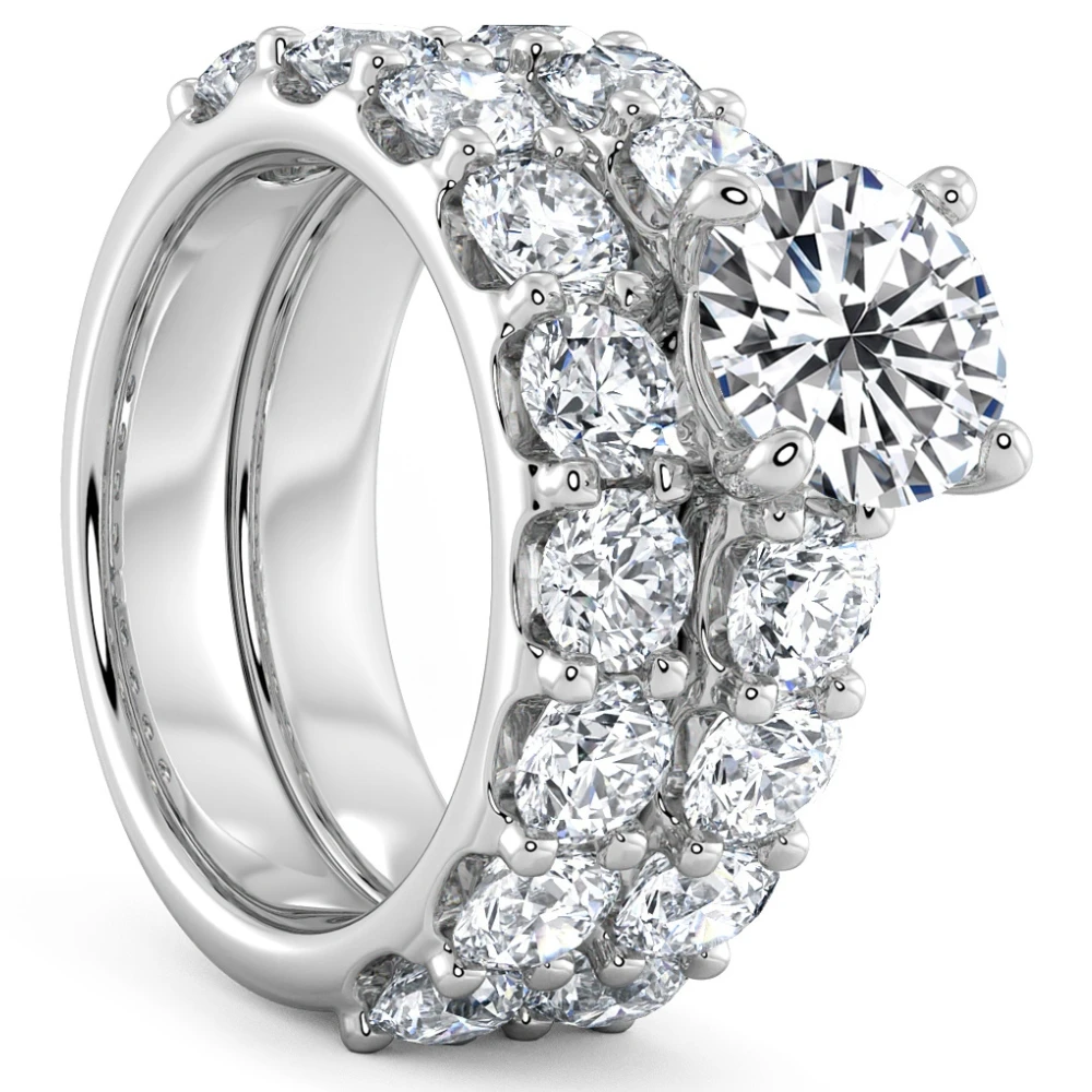 Certified 6ct Diamond Engagement Wedding Ring Set 14K White Gold Lab Grown (G-H, VS)