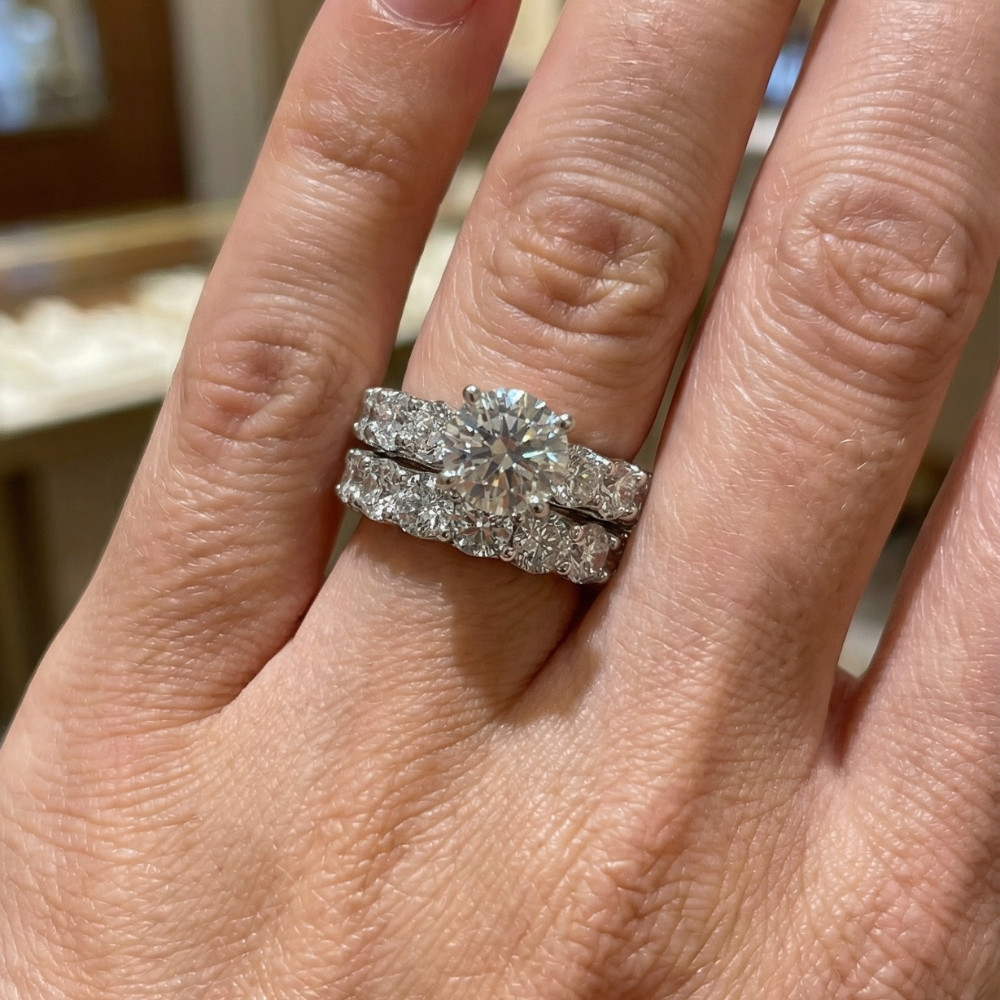 Certified 6ct Diamond Engagement Wedding Ring Set 14K White Gold Lab Grown (G-H, VS)