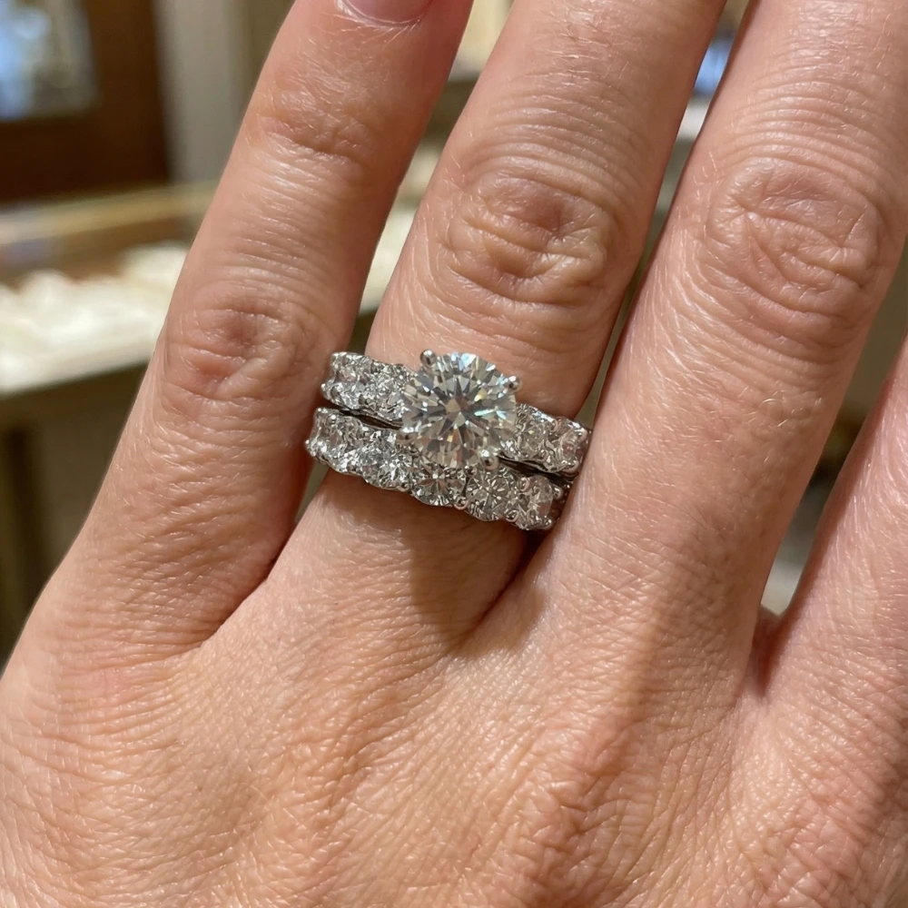 Certified 6ct Diamond Engagement Wedding Ring Set 14K White Gold Lab Grown (G-H, VS)